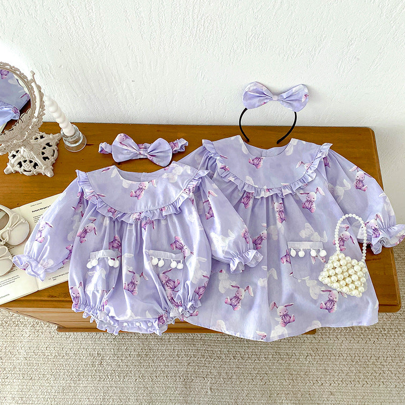 Baby Girl Triangle Rompers Purple Dress