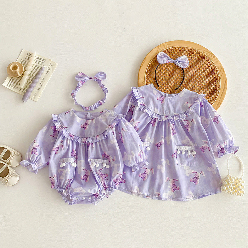 Baby Girl Triangle Rompers Purple Dress