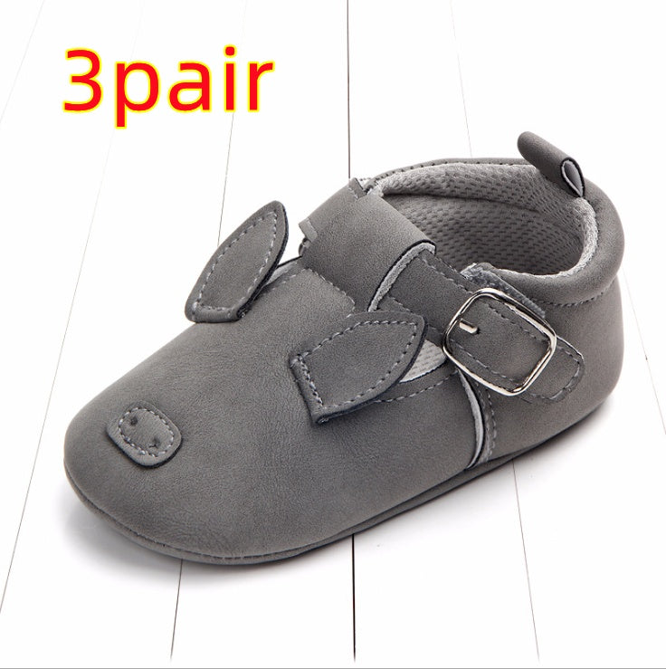Spring and autumn cartoon animal baby shoes matte leather non-slip soft bottom baby shoes