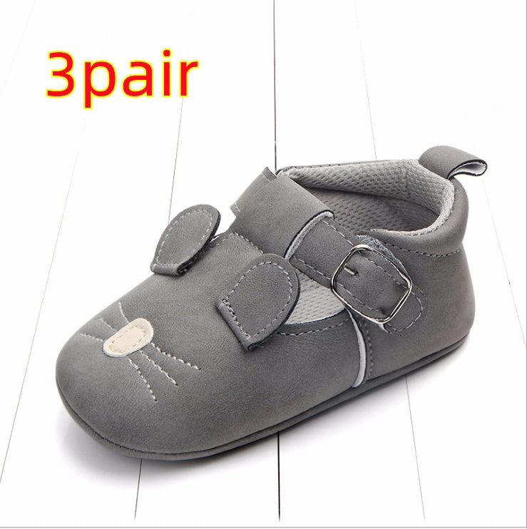 Spring and autumn cartoon animal baby shoes matte leather non-slip soft bottom baby shoes