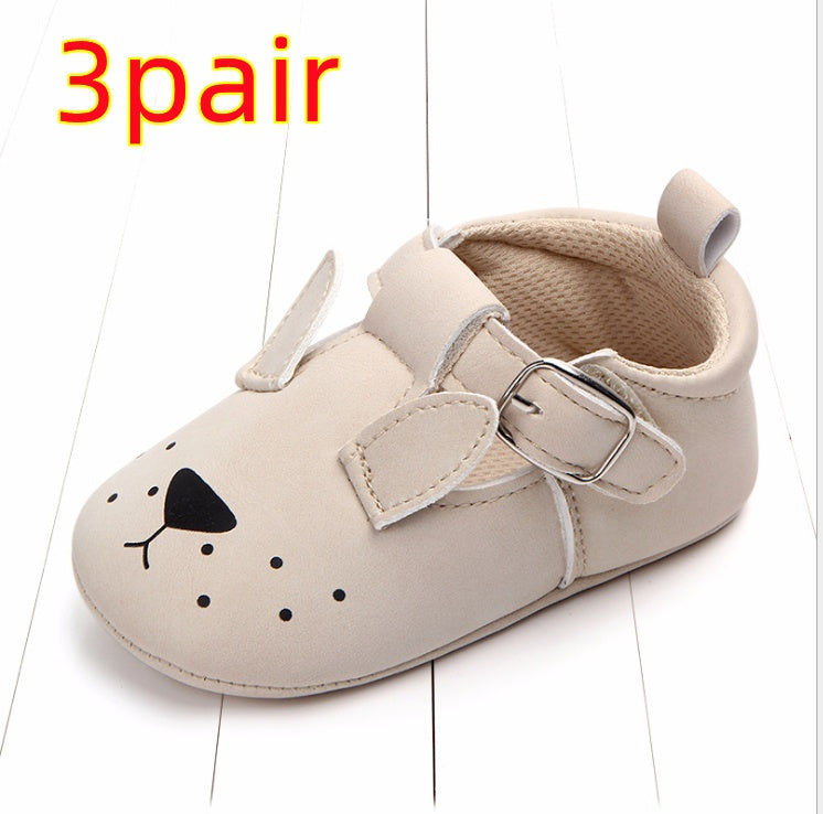 Spring and autumn cartoon animal baby shoes matte leather non-slip soft bottom baby shoes