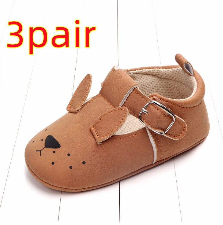 Spring and autumn cartoon animal baby shoes matte leather non-slip soft bottom baby shoes