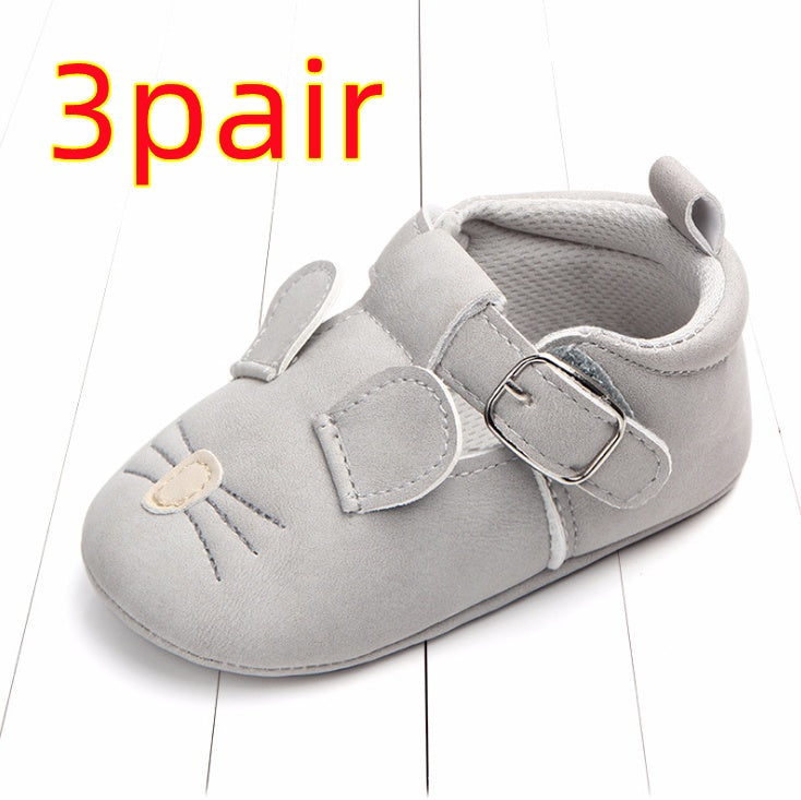 Spring and autumn cartoon animal baby shoes matte leather non-slip soft bottom baby shoes