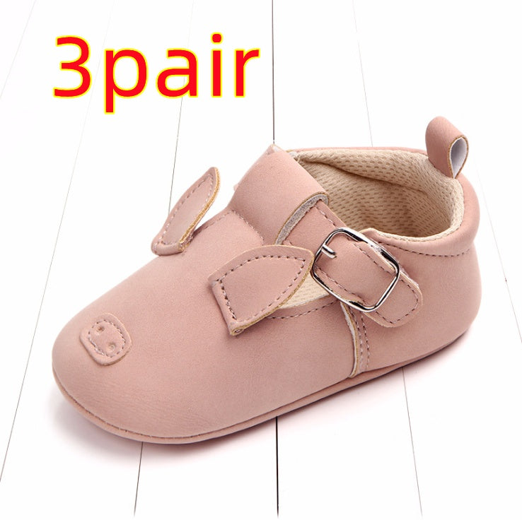 Spring and autumn cartoon animal baby shoes matte leather non-slip soft bottom baby shoes
